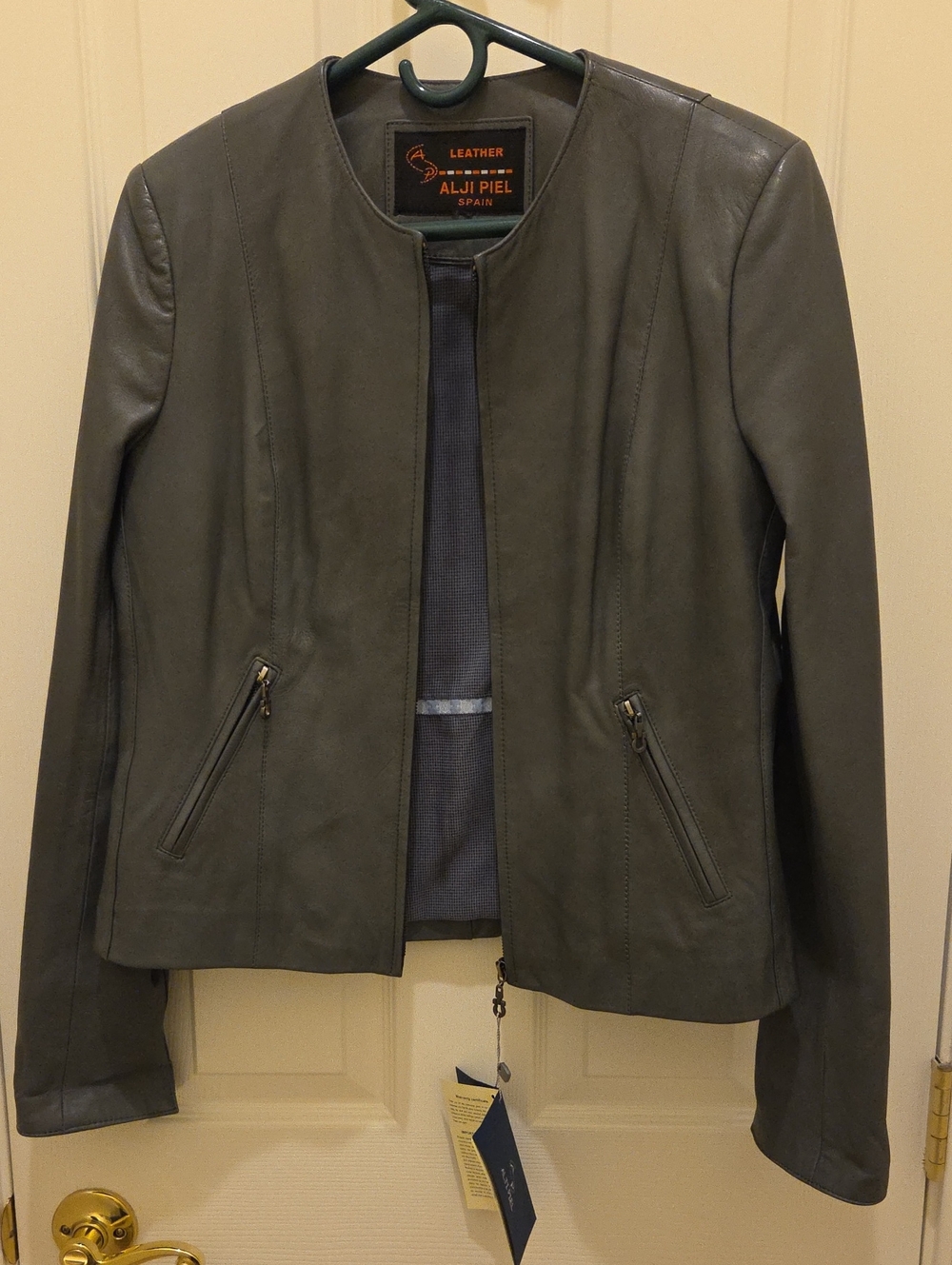 Alju Piel Women's Leather Jacket in GREY NWT